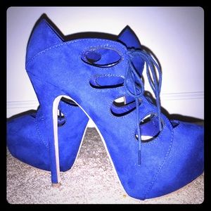 Sold JustFab Royal Blue Lace-up Platforms
